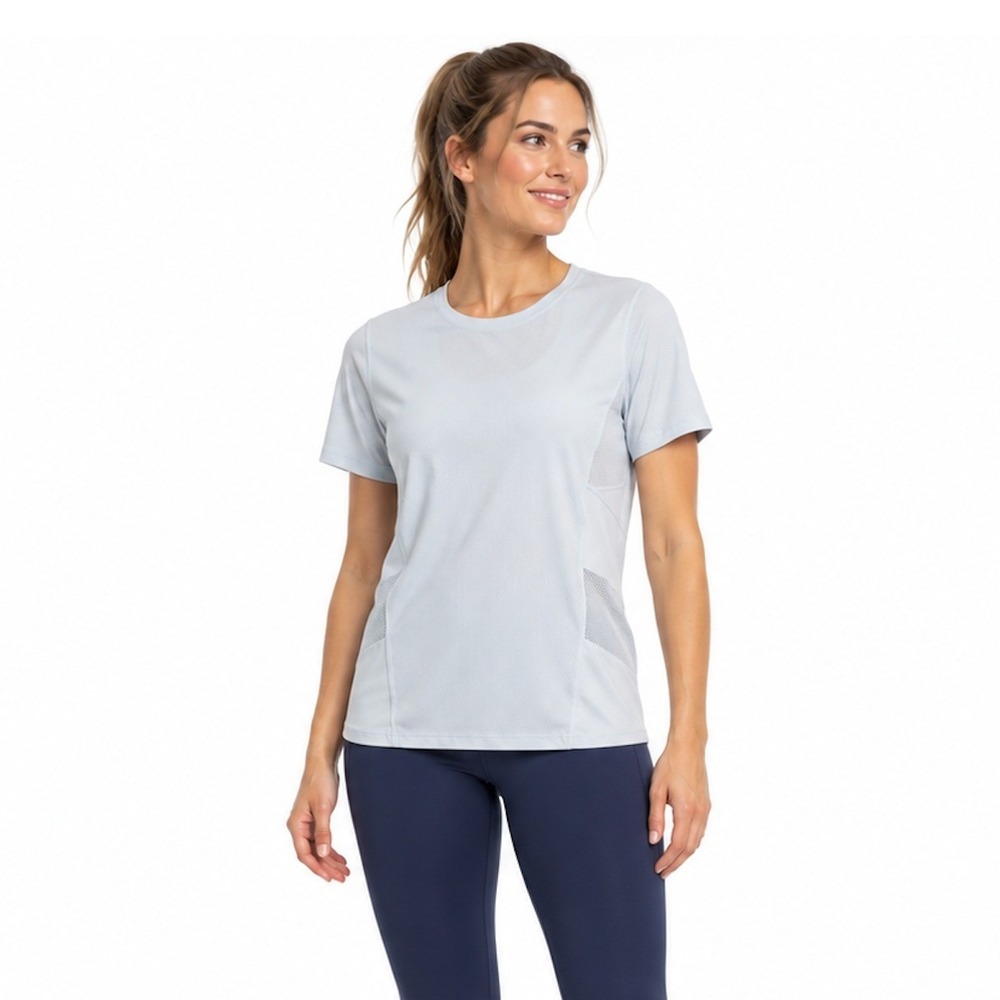 Lululemon Light Blue Mesh Panel Short Sleeve Athletic Training Shirt SIZE 4